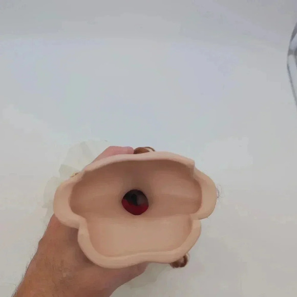 Victorian Porcelain Doll Head Redhead Ruffled Feathered hat Cameo and Earrings - Picture 6 of 7